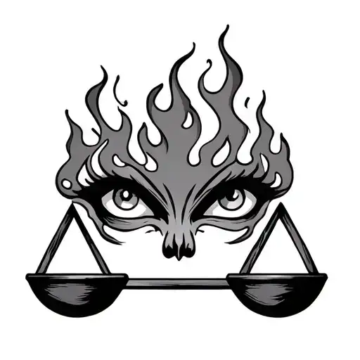 Balance Sign With Flames Eyes