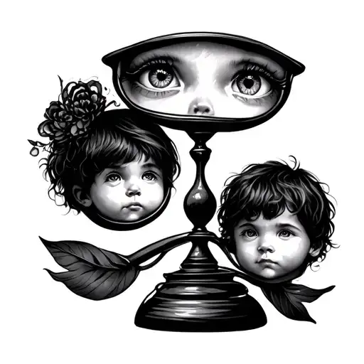 Balance Sign With Child's Eyes Behind