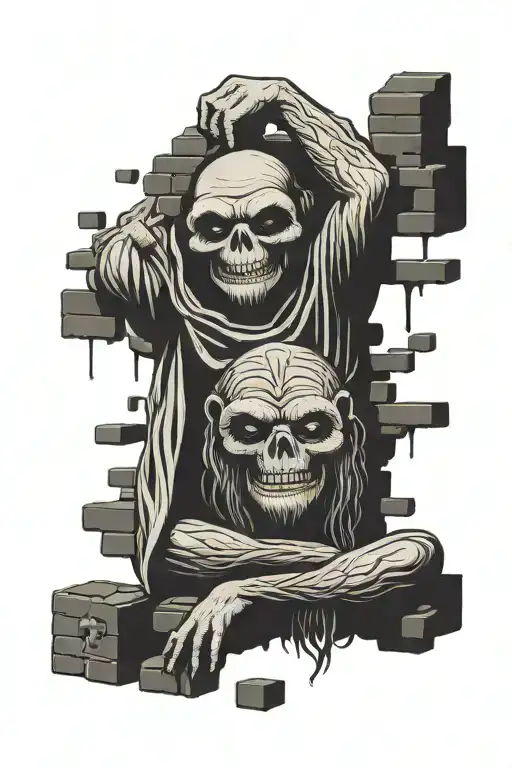 Pride Greed Lust Envy Gluttony Wrath Sloth On Brick Wall