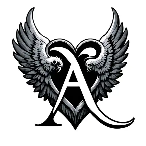The Letter A Inside A Winged Heart