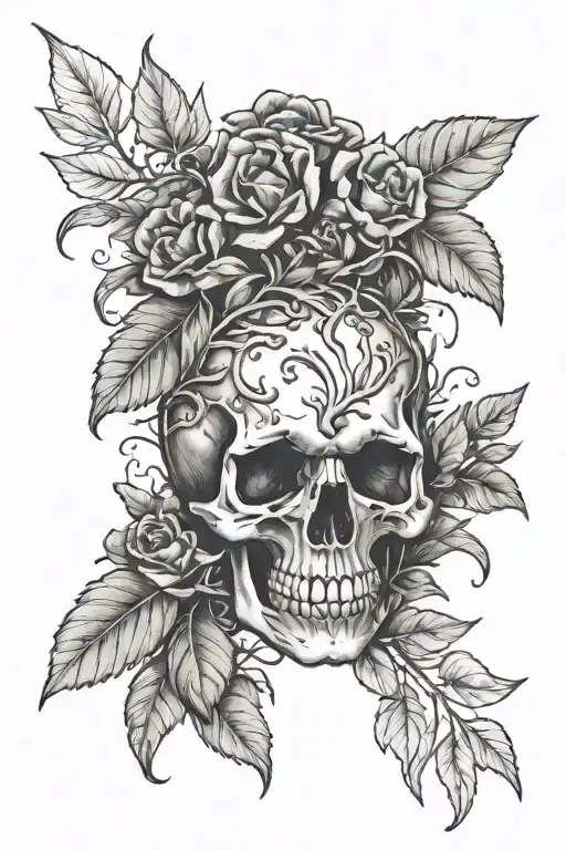 1 Scull In A Laurel Bush Growing