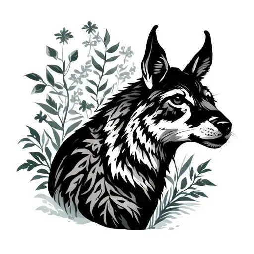 Nature Theme With A Central Animal Silhouettes