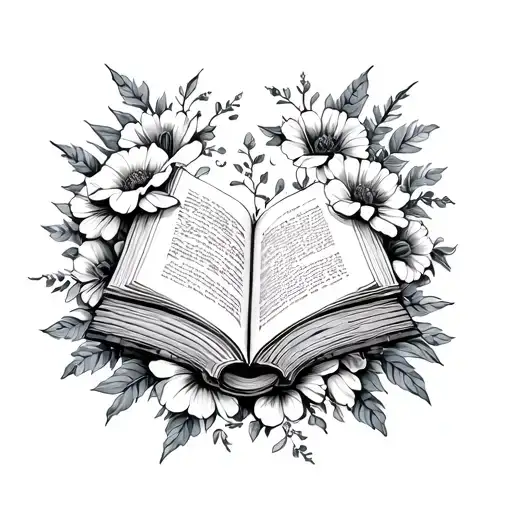 Books Surrounded By Flowers