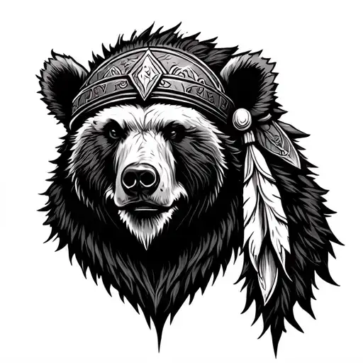 Bear Headdress On A Viking Realistic