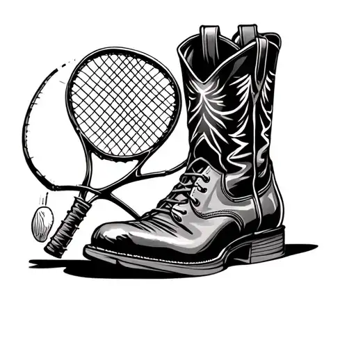 Cowboy Boot And Tennis Racket