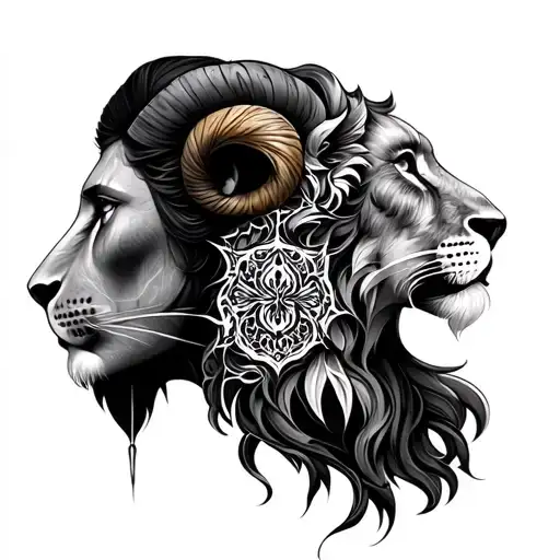 Leo And Aries Half Face