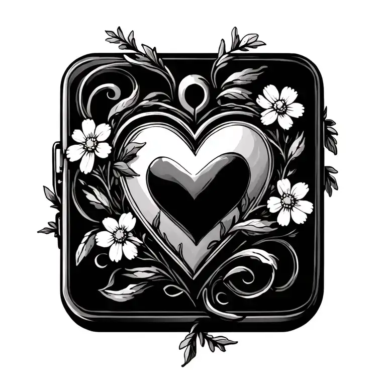 Heart Locket Surronded By Buttercups And Swirling Vines