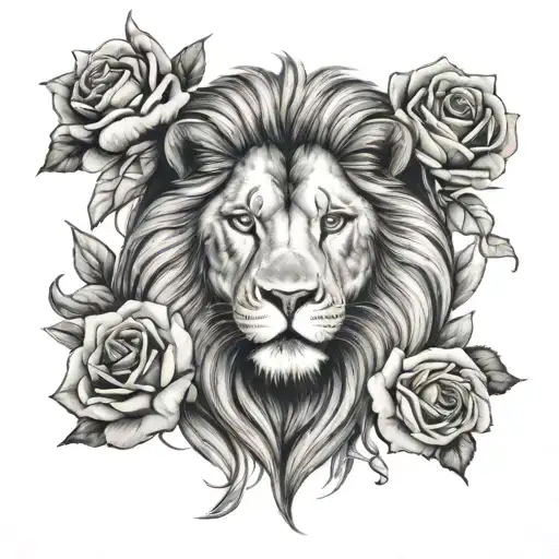 Lion And Roses