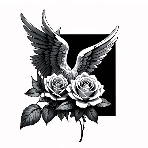 Wings Roses Growing Together
