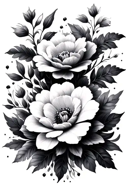 Floral Pattern Black And White Straight
