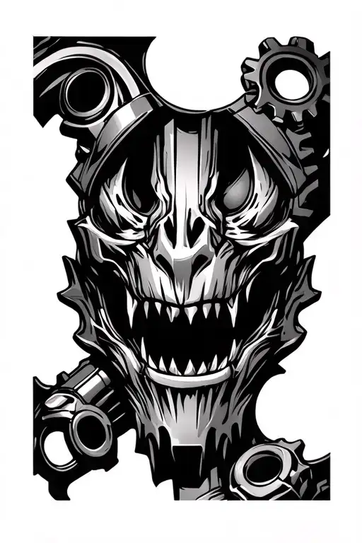 Piston Rod Transforming In Evil Face With Gear Integrated