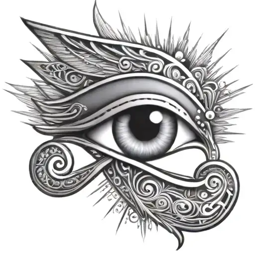 Eye Of Horus With Sun Rays Around It Luminous Points