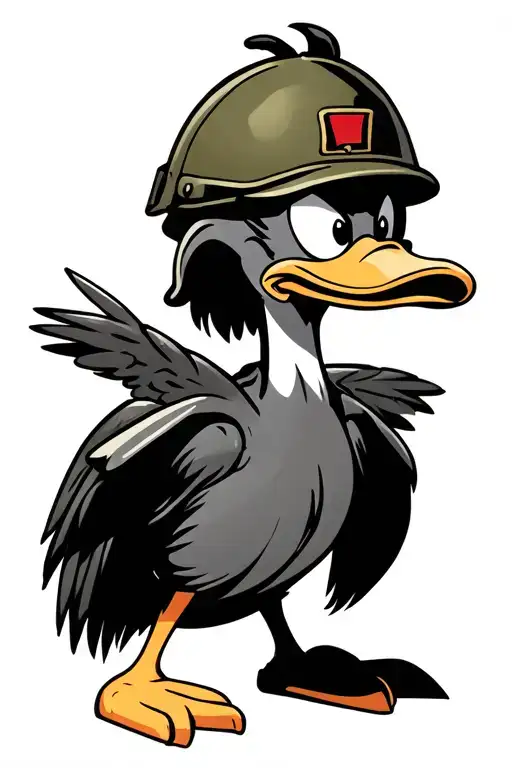 Daffy Duck In Military Helmet