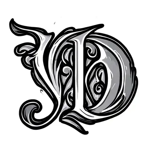 Initial Letters V D In Thin Font