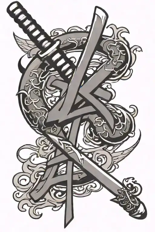 Japanese Kanji For Love Being Pierced By Katana