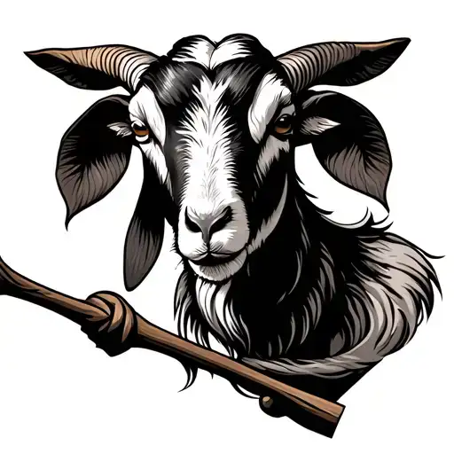 Goat Holding A Staff