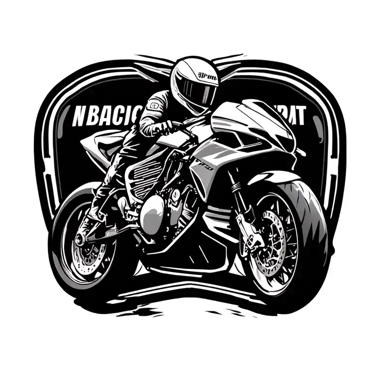 Motorbike Race Plate Black And White