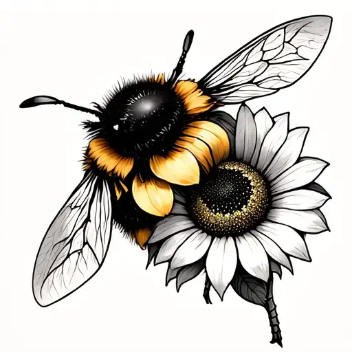 Bumblebee And Sunflower