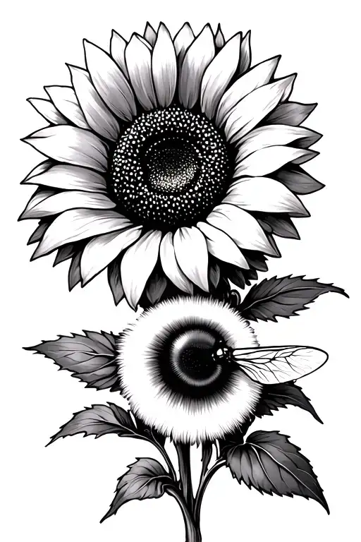 Bumblebee And Sunflower