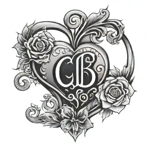 Letters C & D Heart Shape