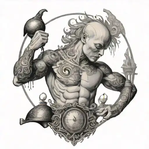 Human Body And Face With No Hair Shaped Like Old Scale Balanced