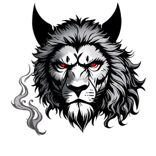 Cuervo With Red Eyes With Smoke By His Head Of Leon