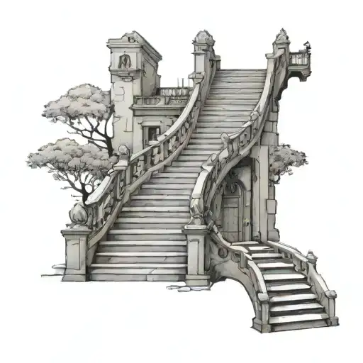 Stair Way Reaching Towards Different Directions