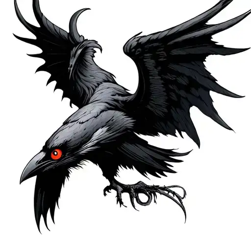 Crow With Demon Wings With Sharingan Eyes