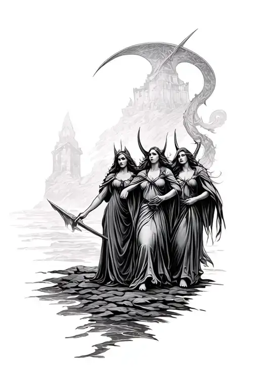 The Norse Three Norns Leaving The Threads Of Fate