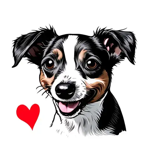 Jack Russell Head With Heart And Happy