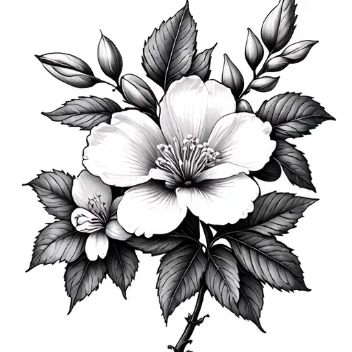 Honeysuckle And Hawthorne Flowers