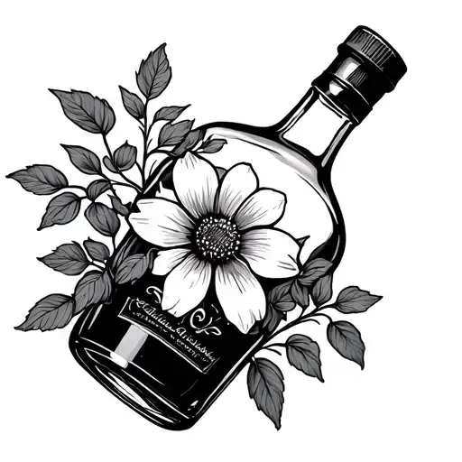 Flower In Whiskey Bottle