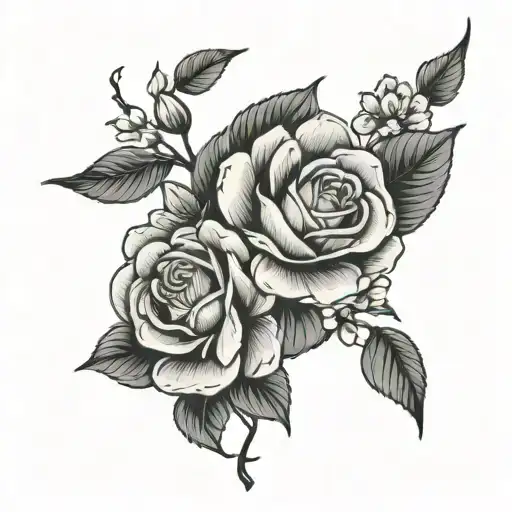 Traditional Style With Roses And Cherry Blossoms