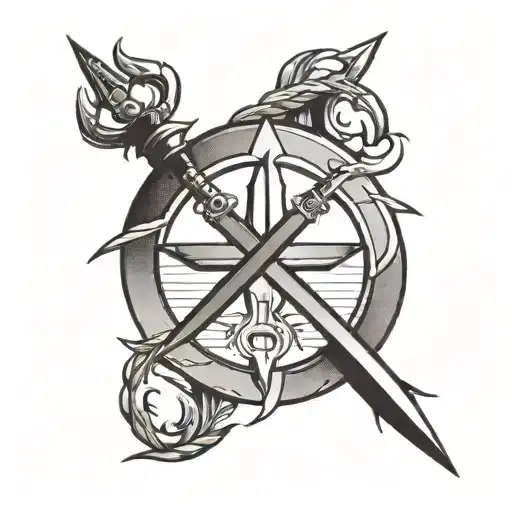 Three Crossed Swords As A Circle