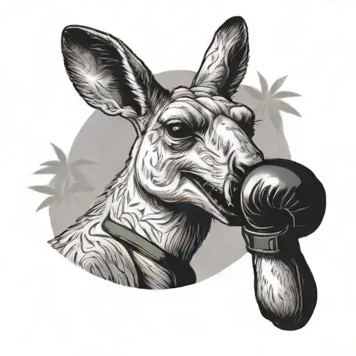 Full Scale Kangaroo Wearing Boxing Gloves And A Cannabis Blunt In His Mouth