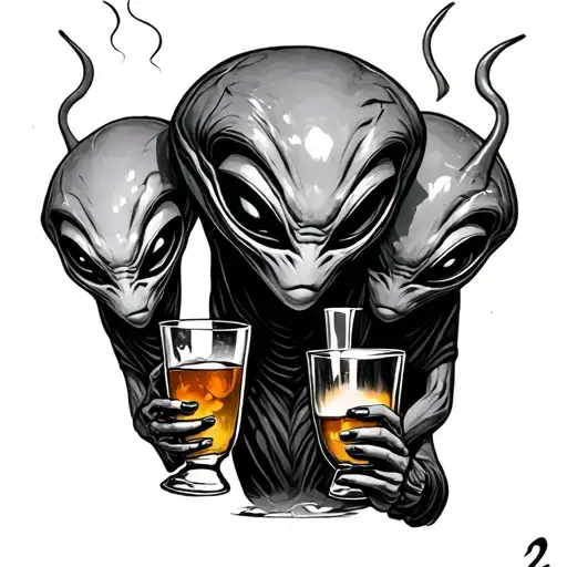 3 Aliens Drinking Alcohol At 2 Am