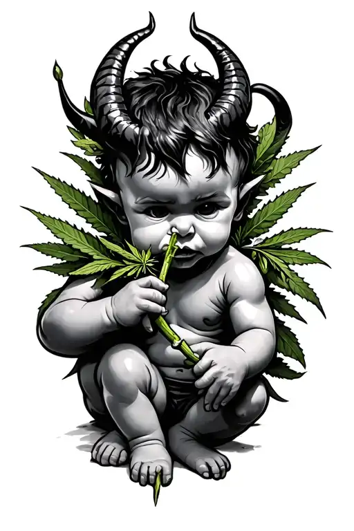 Baby Devil Merching A Weed Joint