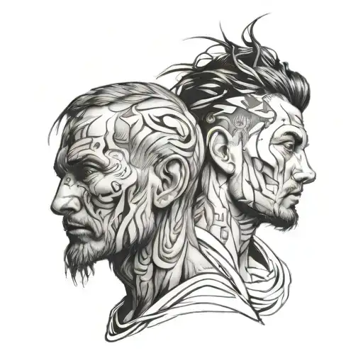Two Men Faces Merged Together