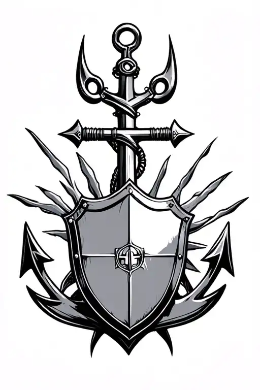 Trident Top With Anchor Bottom Shield In Middle