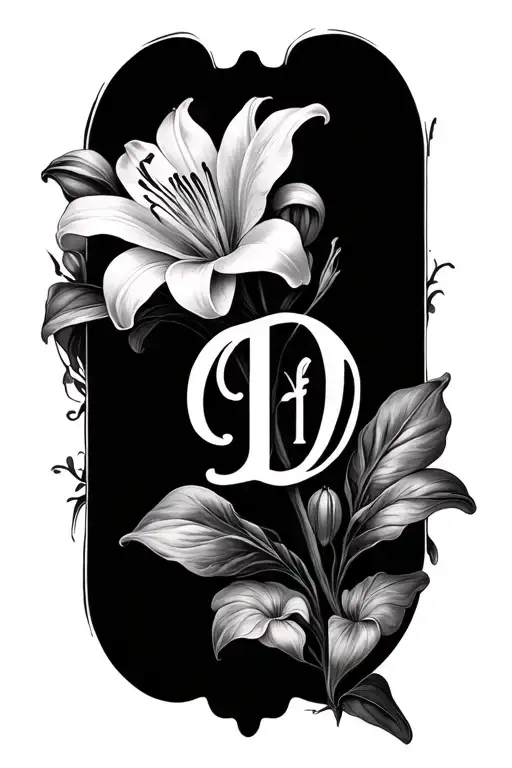 Lilly Flower With Initials D D F E L Growing