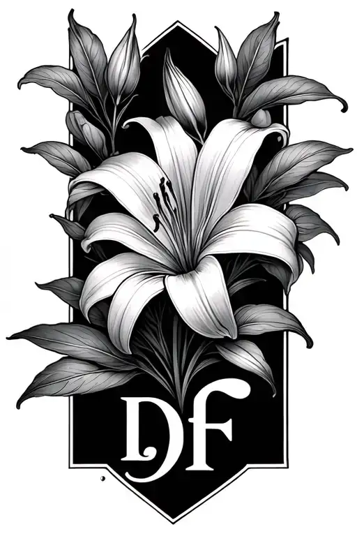 Lilly Flower With Initials D D F E L Growing