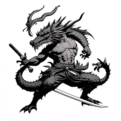 Dragon That Knows Kung-fu With A Lightskin Black Man That's A Kung-fu Master With Swords