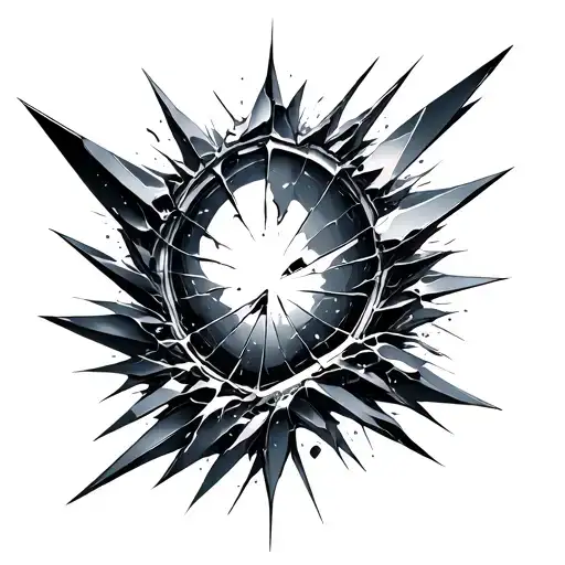 Black Whole Inside Broken Glass Shards