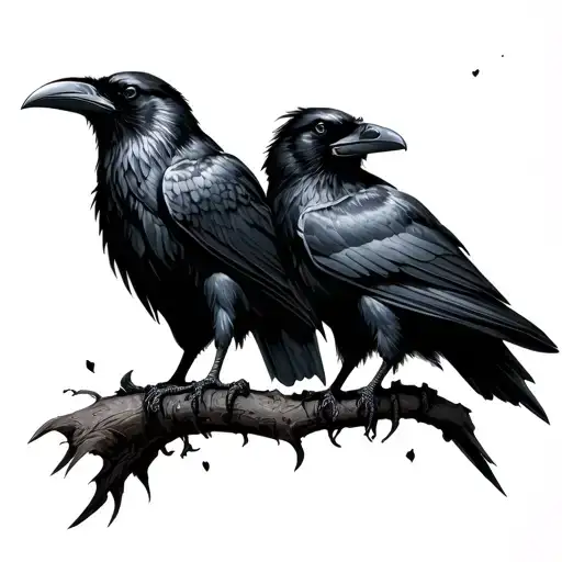 Two Ravens Huginn And Muninn Chest To Shoulder