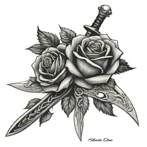 Sword With Roses Growing