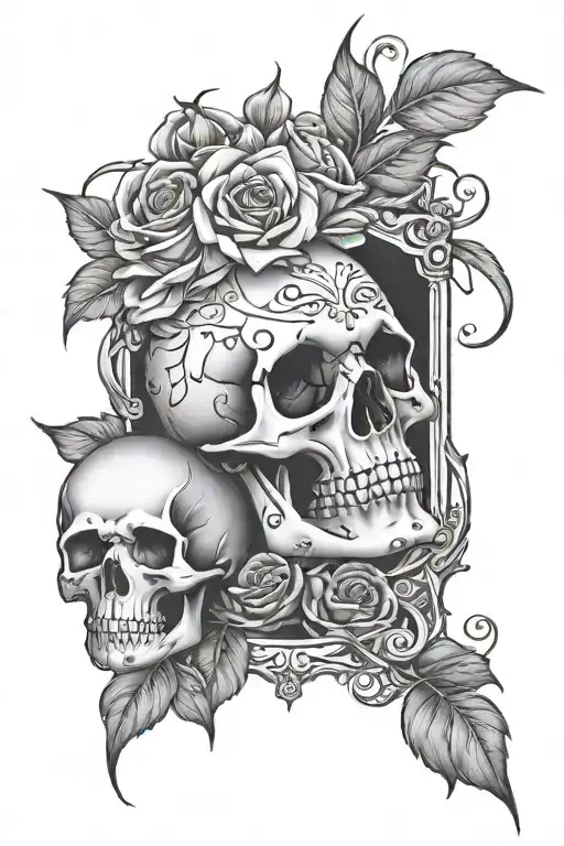 Thorns Rose Hourglass Skull Surrounded My Rain