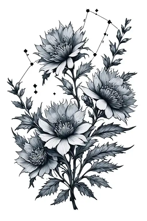 Hdyra Constellation With Sea Holly Flowers