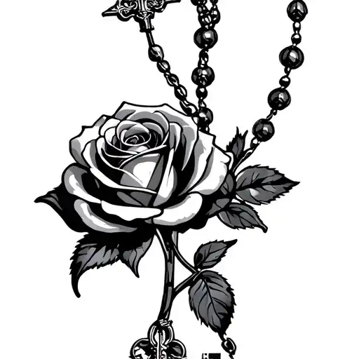 Rosary With A Rose Wrapped