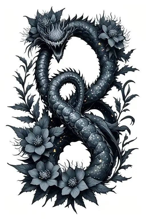 Hydra Constellation With Sea Holly Flowers