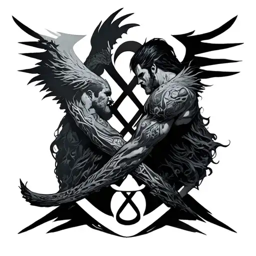 Berserk Guts And Zod With Symbol Intertwined